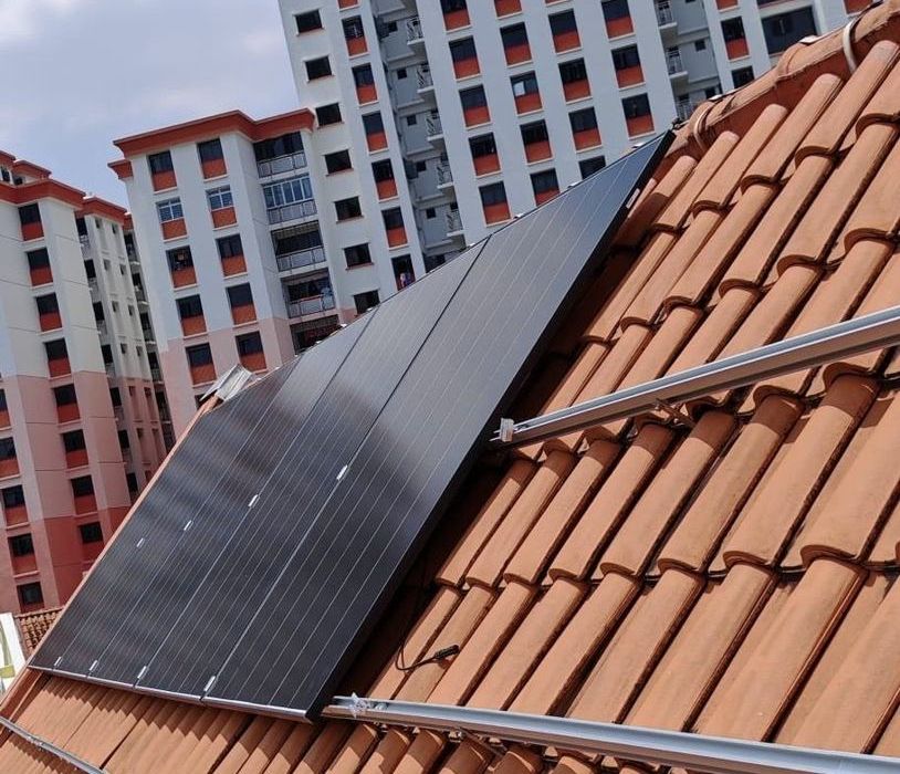 Solar panels on a tile roof in Singapore